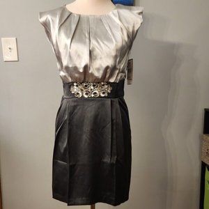 NWT COREY P. Shimmering Silver Gray Sequin Sleeveless Formal Cocktail Dress 4